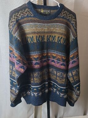 Edinburgh Tartan Shop Men’s Size L Pure Wool Sweater Long Sleeve-Crew Neck